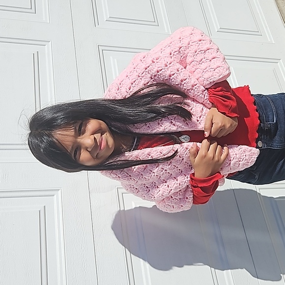 Hand Crafted handmade crochet shell stitch pink blanket gender reveal Vintage - Picture 8 of 17